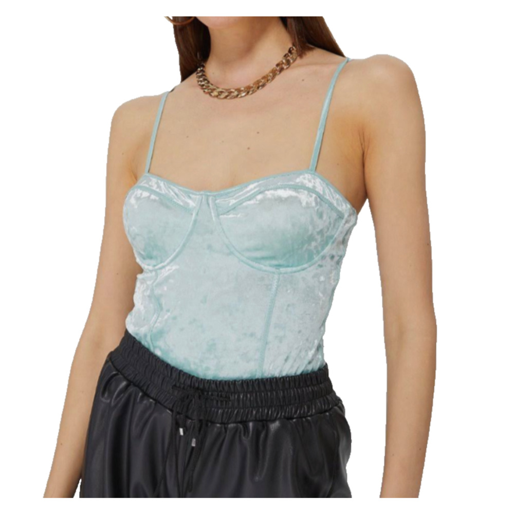 Guess Women's SL Rariah Bodysuit w/ Bra Cups Size L Aloe Palm